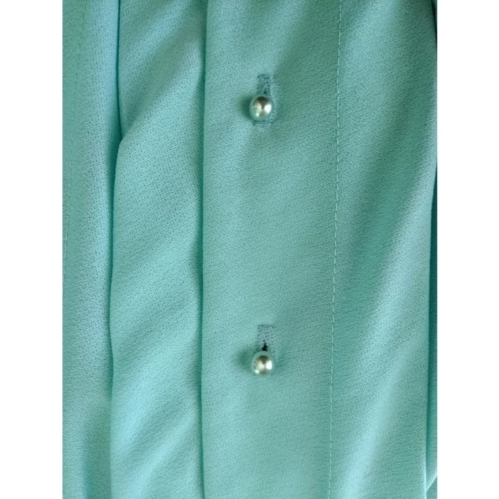 Vintage Union Label 70's/80's Aqua Pleated Dress - Picture 9 of 9